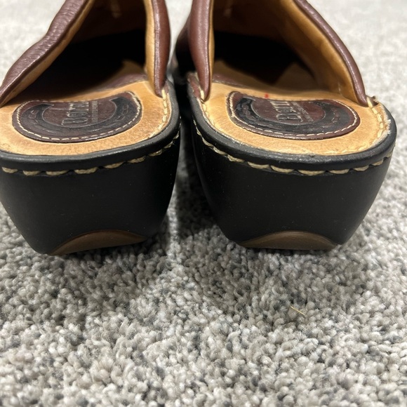 BORN Shoes Womens 8 Brown Platform Wedge Leather Clogs Mule Cottagecore Slip On - Picture 3 of 13